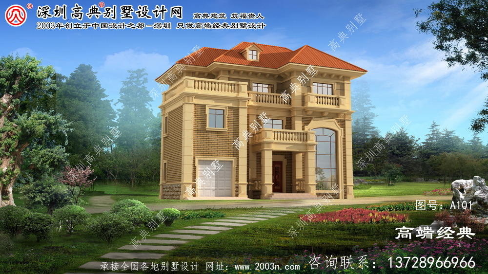 卢湾区复式三层的欧式自建别墅设计图