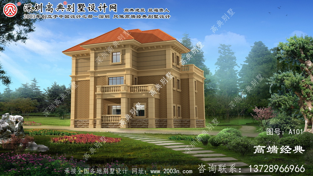 卢湾区复式三层的欧式自建别墅设计图