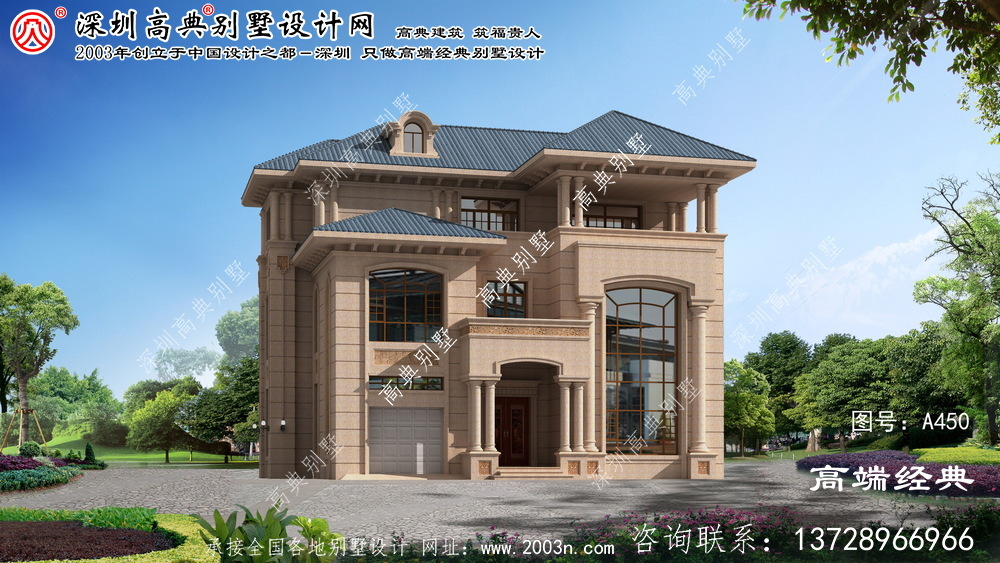安吉县三层半楼房设计图