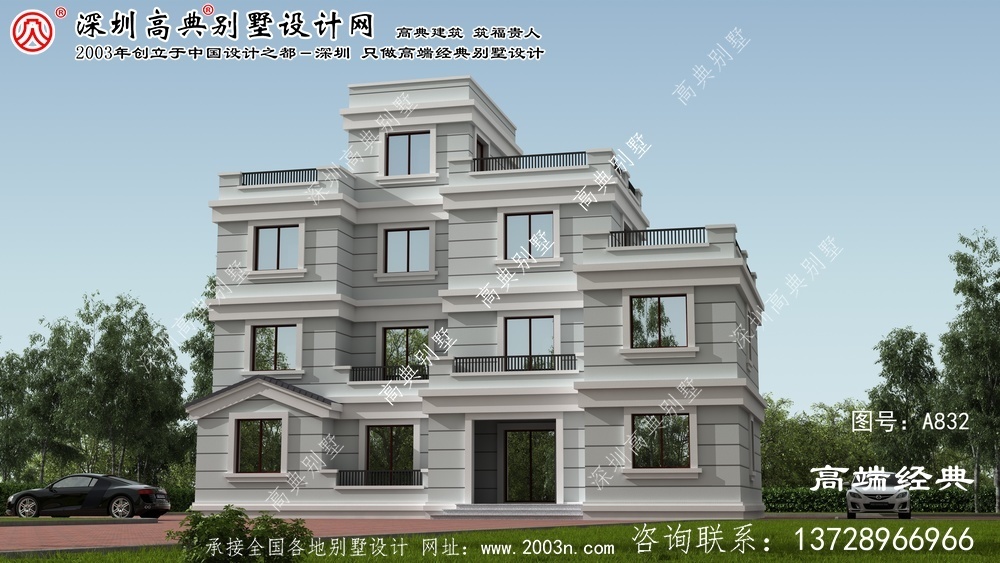 湘东区四层楼房外观效果图