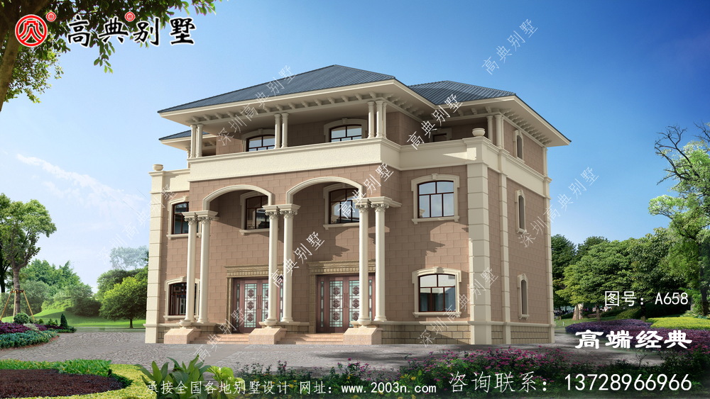 别墅外观设计两层半	