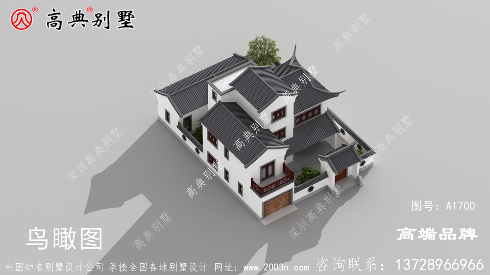 私人建房设计图中式风格带车库
