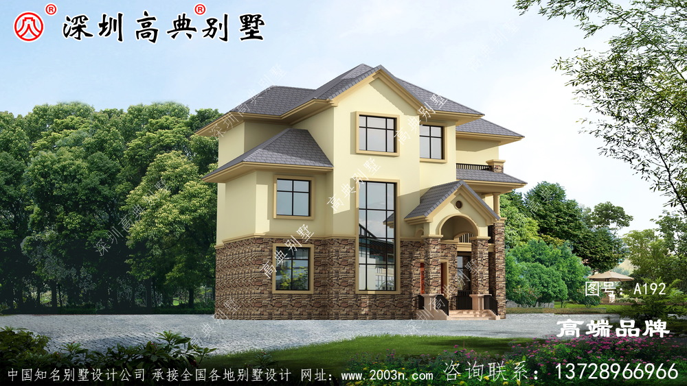 三层农村简欧民房户型方案图，外观很受欢迎