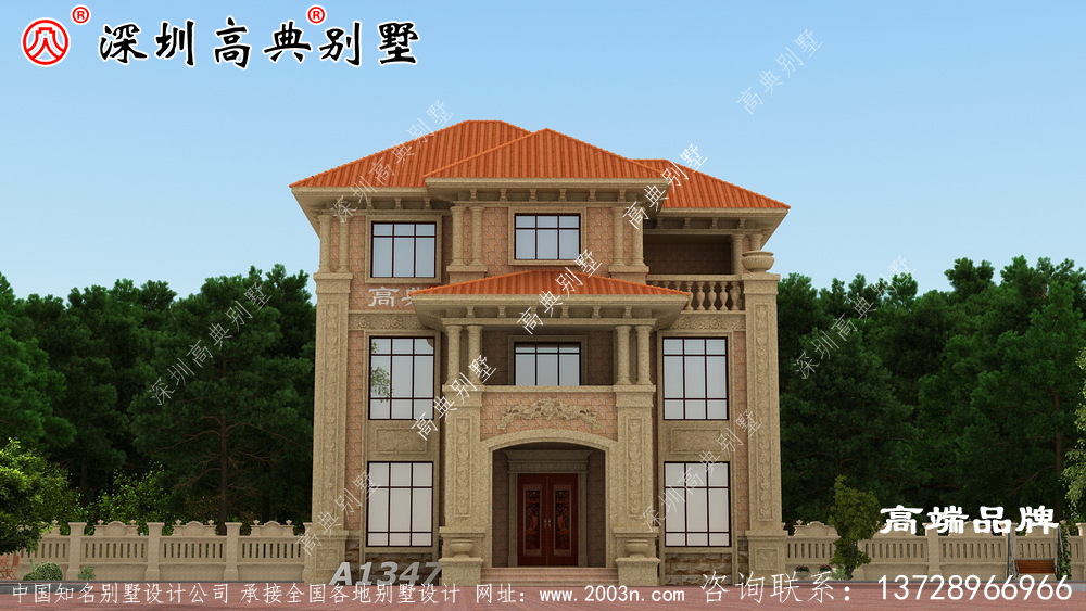 三层农村自建房设计图，简约外观