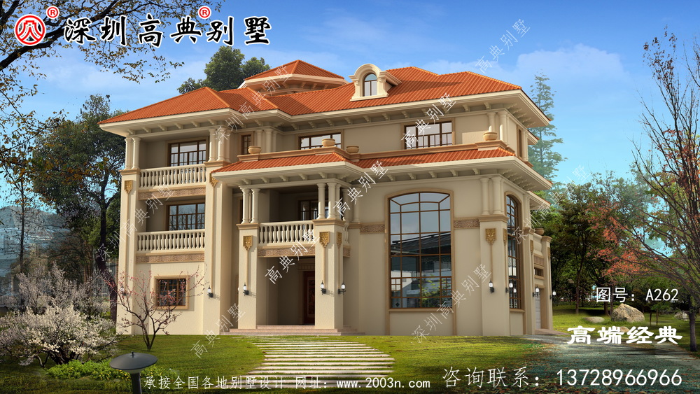 米色真石漆做成仿砖风格 ，铺在别墅外墙更加经典